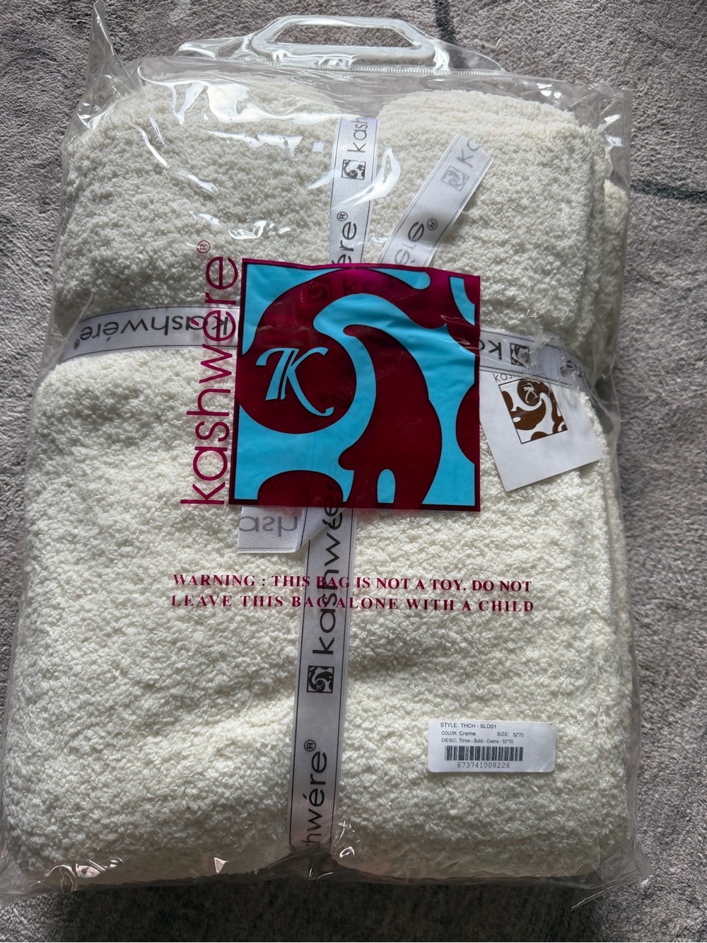 Cream Plush Throw Blanket